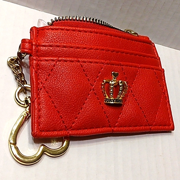 Gorgeous JUICY COUTURE Bright Red skinny Wallet Keychain/change purse - Picture 11 of 12
